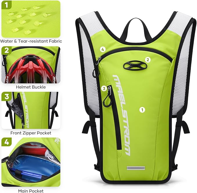 Maelstrom Hydration Backpack, Hiking Backpack with 2L Water Bladder, Running Hydration Vest for Cycling Hiking Rave for Men Women