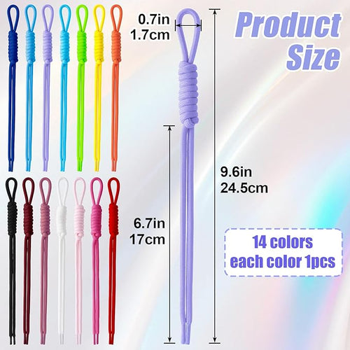 14pcs Colorful Paracord Rope Keychain, Paracord Keychain Bag Charms, Braided Rope Knot Key Chain Accessories for Handbag Purse Backpack Decoration