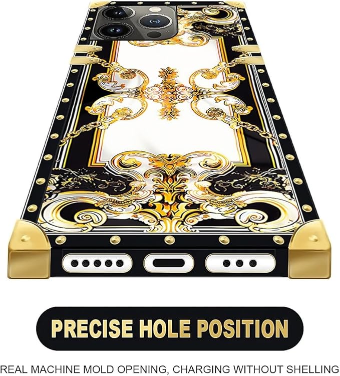 Compatible with iPhone 15 Pro Case, Gold Grain Flowers Luxury Golden Decoration for Girl Women Soft TPU Shockproof Protective Hard PC Back for iPhone 15 Pro