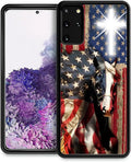for Samsung Galaxy S20 Plus Case, Red American Flag Horse Cross Pattern Graphic Design Girl Boy Soft Silicone Hard Acrylic Shock Protection for Samsung Galaxy S20 Plus