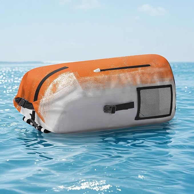 Waterproof Dry Bag Marine Dry Bags for Kayaking Hiking Orange Gray Abstract Art Painting Backpack Roll-Top Closure Bag - Backpack Waterproof Phone Case 5L