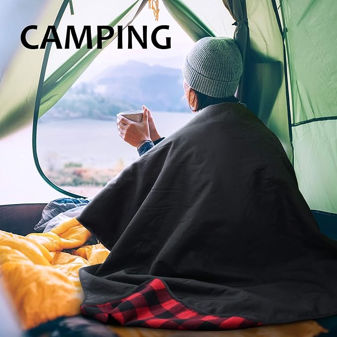 Tirrinia Large Waterproof Outdoor Blanket, Soft Warm Windproof Stadium Blanket with Sherpa Fleece and Foldable for Outdoor Sport, Baseball, Football, Beach, Concerts, Car