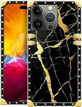 Compatible with iPhone 15 Pro Case, Black Gold Marble Nature Luxury Golden Decoration for Girl Women Soft TPU Shockproof Protective Hard PC Back for iPhone 15 Pro