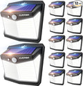 CLAONER Solar Lights Outdoor, [128 LED/12 Packs] Motion Sensor Lights 3 Working Modes for Outdoor with 270° Wide Angle Wireless IP65 Waterproof Security Light for Fence, Patio, Cold White