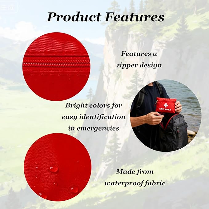 QCWN 20 Pack Empty First Aid Bag Mini Medical Kit Pouch Small Travel Emergency Survival Storage Bags for Car Home Hiking Camping Waterproof Red
