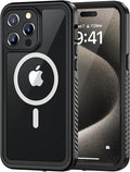 Lanhiem Magnetic for iPhone 15 Pro Max Case, Waterproof Shockproof Dustproof [Built in Screen Protector] [Compatible with MagSafe], 360 Full Body Phone Case for iPhone 15 Pro Max - 6.7” (Black)