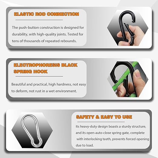 20PCS M5 Heavy Duty Carabiner Clip, 2Inch Snap Hook Quick Link Small Carabiner Clips,Spring Link Buckle for Fishing Camping Hammock Dog Leashes-220LBS Holding Capacity (Silver)
