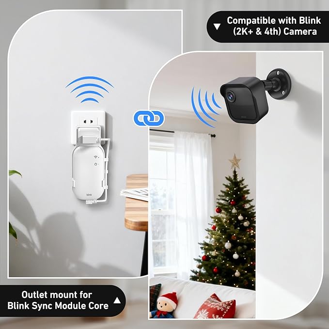 Blink Outdoor Camera Wall Mount Compatible with 2K+ & 4th Gen,3 Pack Weatherproof Protective Housing,360 Degree Adjustable with Sync Module Core Outlet Mount for Blink Camera System