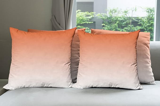 Ambesonne Ombre Decorative Throw Pillow Case Pack of 4, Scorching Sunset in The Hot Desert Inspired Dusk Orange Ombre Digital Art Design Print, Cushion Cover for Couch Living Room Car, 18", Orange