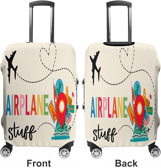 Airplane Travel Accessories Stretch Luggage Cover, Washable Suitcase Protector Fits 22-24in Cases, Secure Fit for Carry On Checked Bags, Travel Essentials
