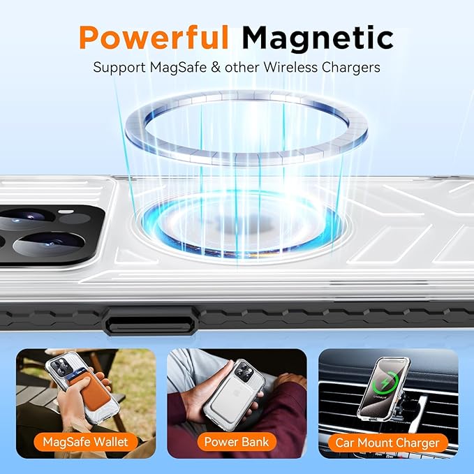 WIFORT for iPhone 15 Pro Max Waterproof Case, [IP68 Underwater Dustproof][Built-in Screen][15FT Military Shockproof], 360 Full Body Sealed Protection Cover Magnetic Frosted Phone Case, 6.7" Black