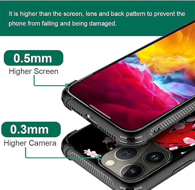 for iPhone 16 Pro Case, Sakura Japanese Samurai Pattern Graphic Design Girl Boy Soft Silicone Hard Acrylic Shock Protection for iPhone 16 Pro