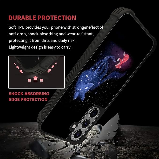 for Samsung Galaxy S26 Case,Graphic Design for Girl Boy Soft Silicone Hard Acrylic Shock Protection Designed for Samsung Galaxy S26 Galaxy Fox Wolf Pattern