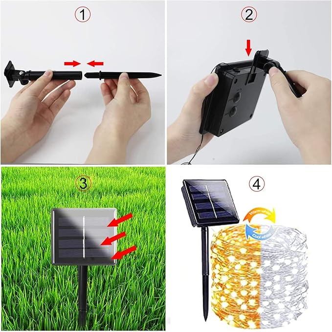 Solar String Lights Outdoor – 2-Pack 80FT 200LED, 8 Modes (Warm/Cool White)