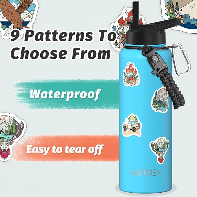 40oz Insulated Water Bottle (Cold for 48 Hrs),BPA Free&Leak Proof,Stainless Steel Water Flask,Water Jug with Straw Spout Lids for Gym,Hiking,Travel,Sky Blue