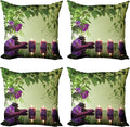 Ambesonne Spa Throw Pillow Cushion Case Pack of 4, Stones Aromatic Candles and Orchids Blooms Treatment Vacation, Modern Accent Double-Sided Digital Printing, 16", Green Purple