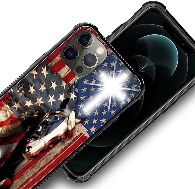 for iPhone 11 Pro Max Case, Red American Flag Horse Cross Pattern Graphic Design Girl Boy Soft Silicone Hard Acrylic Shock Protection for iPhone 11 Pro Max
