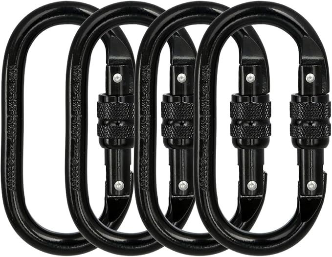 Heavy Duty Locking Climbing Carabiner Clip CE Rated 25 kN 5600 LB Rugged Terrain Approved Industrial Strength Twist Lock Carabiners Clips for Rigging, Ropes, Hammocks, Camping