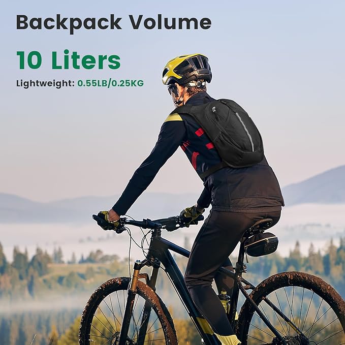 Small Hiking Backpack 10L - Lightweight Packable Foldable Backpack for Travel Camping Outdoor Commute, Compact Rucksack for Women Men(Black)