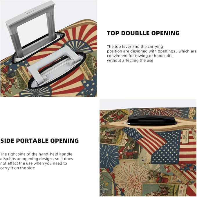 Patriotic 4th of July Luggage Cover, American Flag Fireworks Elastic Suitcase Protector for Independence Day Travel (Fits 18-21 Inch Luggage)