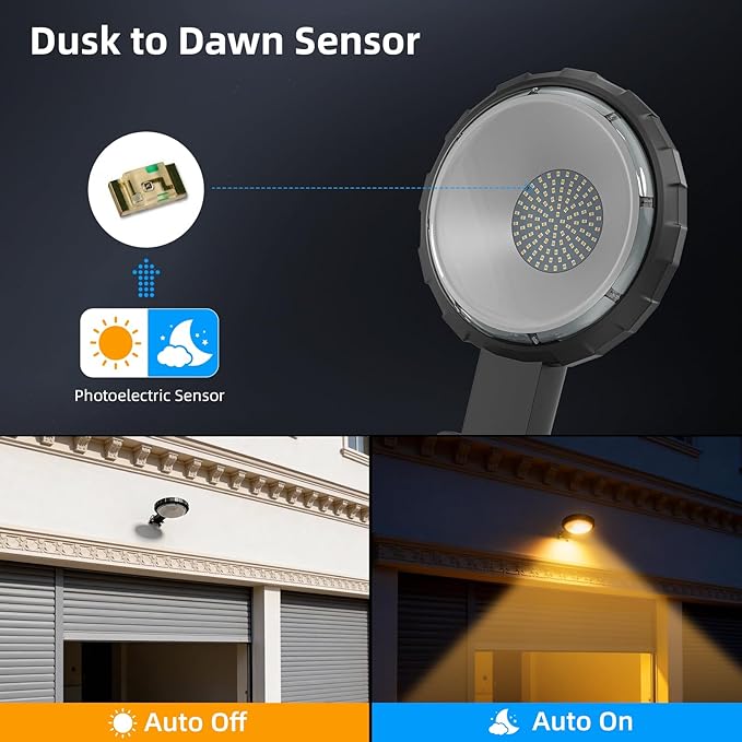 Karjoefar LED Barn Light, Dusk to Dawn Outdoor Lighting with 100W 10000LM 5000K Warm Light, IP65 Waterproof Outdoor Security Flood Lights for Garage Yard Street Warehouse Use 2PCS