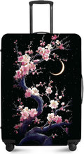 ANNA QUEEN Cherry Blossom & Moon Luggage Cover-Stretchable, Water Resistant & Durable Suitcase Protector,Universal Washable Fit for 32-34 Inch Checked Baggage