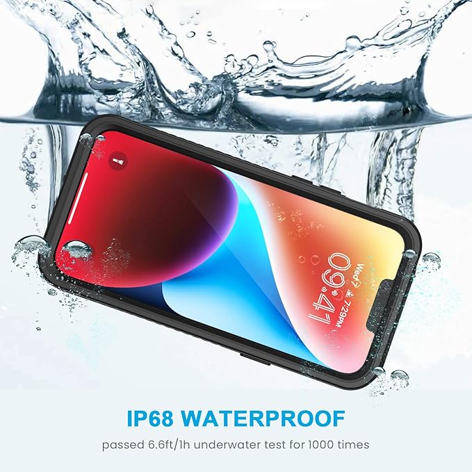 Lanhiem for iPhone 14 Plus Case, IP68 Waterproof Dustproof Shockproof Cases with Built-in Screen Protector, Full Body Protective Phone Case for iPhone 14 Plus -6.7 inch (Black)