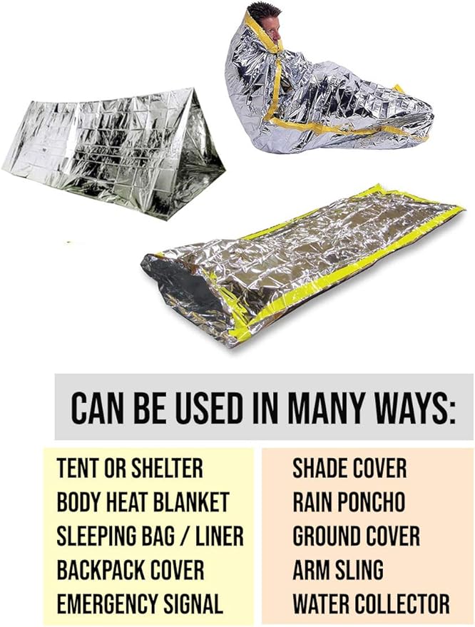 ASA TECHMED Emergency Mylar Thermal Blankets Bulk, Space Blanket Survival kit Camping Blanket, First Aid Kit for Outdoors, Survival, Hiking, Natural Disasters, First Aid, Marathons. 20 Pcs