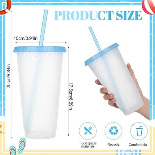 15-Count Bulk Plastic Tumblers with Snap Lids, 24oz Commercial-Grade Coffee Cups, Durable Reusable Drinkware for Restaurant, Office Use & Outdoor Events(Stylish Color)