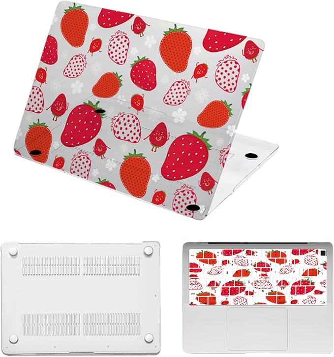Hard Case for New MacBook Air 13 inch M2 M3 M4 2022 2024 2025 Release (Model A3240 A3113 A2681),13.6" Protective Case Cover & Keyboard Cover for Laptop Air 13.6",Funny Strawberry