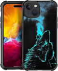 for iPhone 15 Case, Blue Breathing Wolf Pattern Graphic Design Girl Boy Soft Silicone Hard Acrylic Shock Protection for iPhone 15