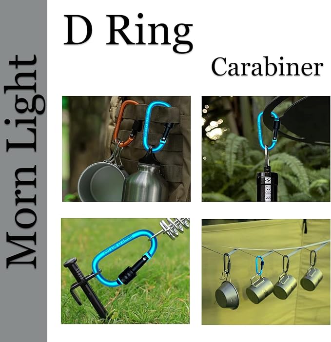 6 Pack Small Locking Carabiner, 3 Inch Aluminum D-Shape Snap Hook with Screw Gate for Hiking, Camping, Fishing&Backpack(Not for Climbing)