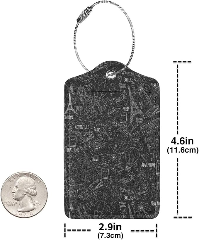 World Marks Luggage Cover for Suitcase and Luggage Tag Combination, Elastic Washable Anti-Scratch, Travel Adventure Explore Birthday Gift for Men Women(S 18-21 Inch Luggage)
