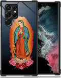 for Samsung Galaxy S22 Ultra Case, Red Virgen Guadalupe Pattern Graphic Design Girl Boy Soft Silicone Hard Acrylic Shock Protection for Samsung Galaxy S22 Ultra
