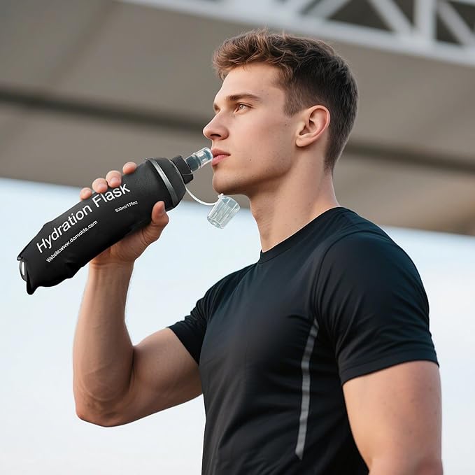 150ml Soft Flask Soft Water Bottle for Running, Hiking, Travelling, Cycling and Climbing - TPU Material - Black