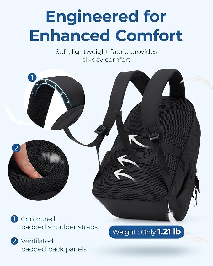 BAGSMART Travel Laptop Backpack, College Backpack for Women, Quilted Small Computer Bookbag, Water-Resistant 15.6 Inch Laptop Casual Bag, Dark Pink