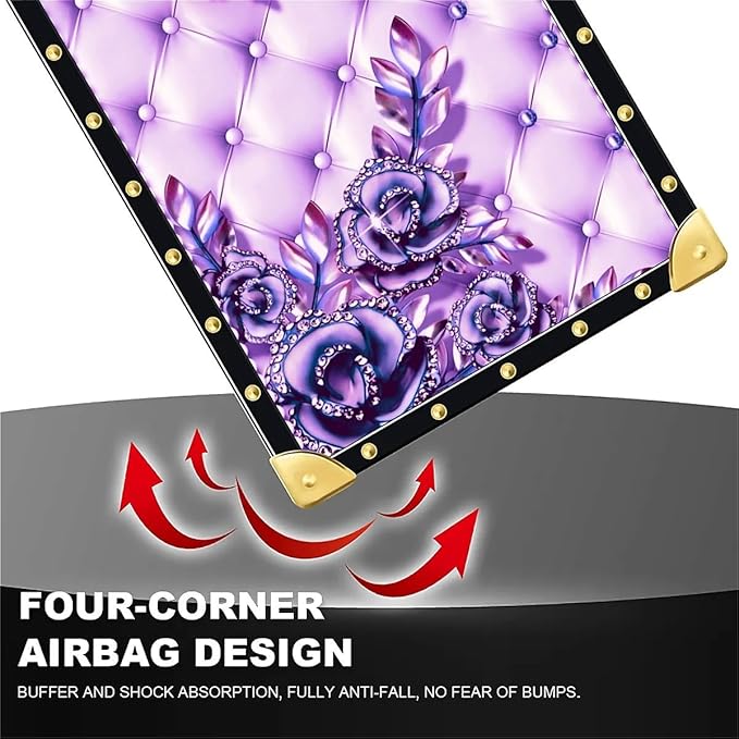 for iPhone 17 Pro Max Case Luxury Golden Decoration for Girl Women Soft TPU Shockproof Protective Hard PC Back for iPhone 17 Pro Max Crazy Pattern Purple Butterfly Flowers Leaf