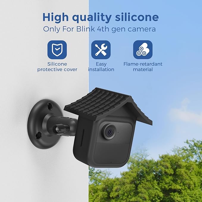 Silicone Case for Blink Outdoor 4 (4th Gen)/Outdoor 2K+ - Full Camera Protection Cover with Brim, Weatherproof & Dustproof Skin, Easy Access to Ports (Blink 4gen Silicon cover-1pcs)