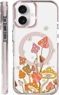 Case for iPhone 16,[Compatible with MagSafe],Retro Mushroom Sunflower Phone Case Design，for Women Girls Magnetic Clear Cover - Slim, Sleek, & Shockproof Protection