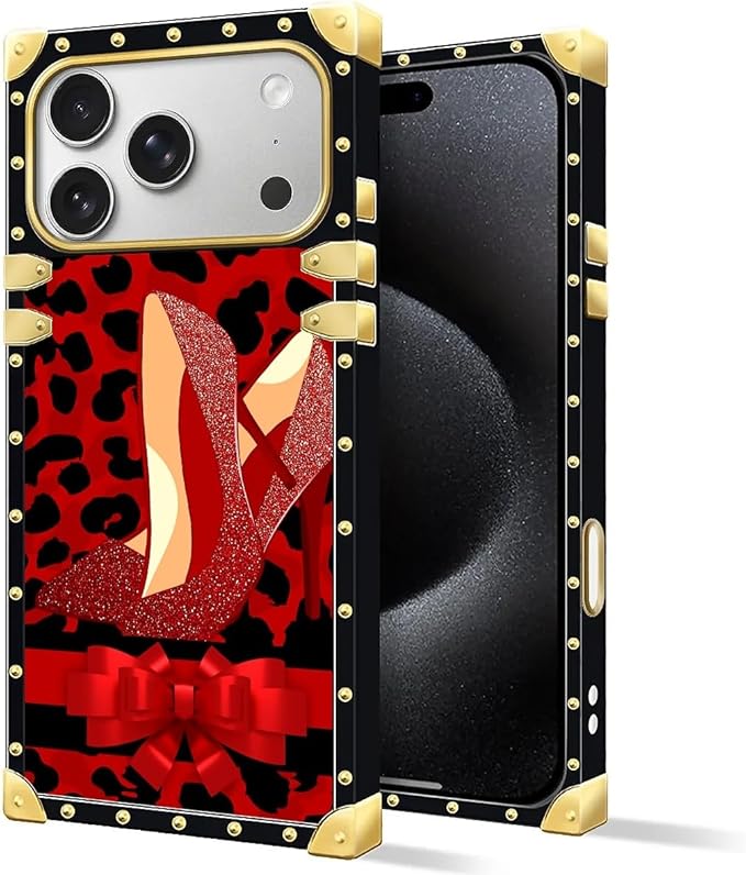 for iPhone 17 Pro Case Luxury Golden Decoration for Girl Women Soft TPU Shockproof Protective Hard PC Back for iPhone 17 Pro Crazy Pattern Elegant High Heels