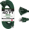 IRON FORGE CABLE 40 Foot Outdoor Extension Cord with 3 Electrical Power Outlets - 16/3 SJTW Durable Cable