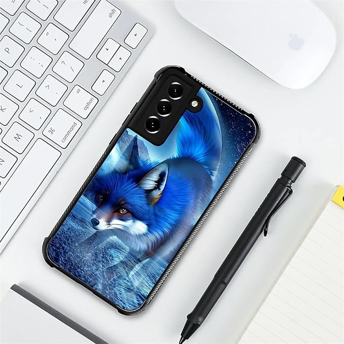for Samsung Galaxy S22 Plus Case, Snowy Mountain Fox Lake Pattern Graphic Design Girl Boy Soft Silicone Hard Acrylic Shock Protection for Samsung Galaxy S22 Plus