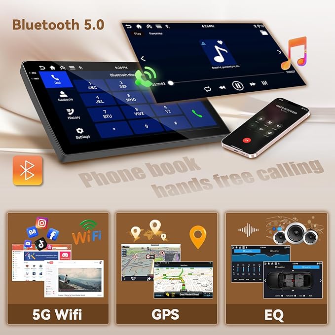 [4+128G] Hikity Android 15 Car Stereo for Jeep Compass Patriot 2010-2016 Wireless Carplay Android Auto, 10'' in-Cell Touchscreen Radio 5G WiFi Bluetooth 5.0 Mirror Link GPS SWC FM/RDS/EQ Backup Cam