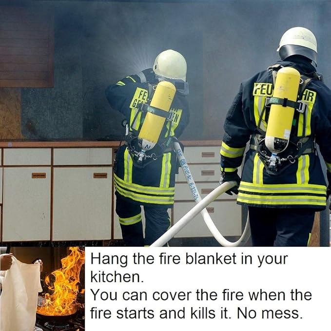 Fire Blanket XXL - 79 x 79 Emergency Fire Retardant Blanket for Home, Kitchen, Restaurant, House - Reusable