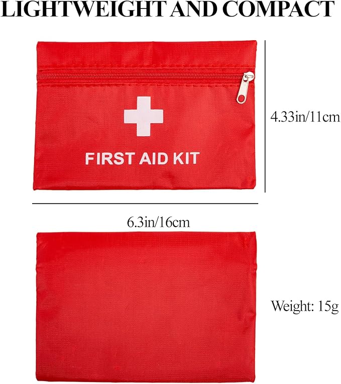 QCWN 12 Pack Empty First Aid Bag Mini Medical Kit Pouch Small Travel Emergency Survival Storage Bags for Car Home Hiking Camping Waterproof Red