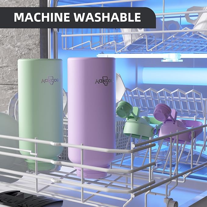 32oz Insulated Water Bottle with 2-in-1 Straw and Spout Lid, 304 Stainless Steel Water Bottle Keep Cold for 24H,Leak-Proof,Sports Water Bottle with Braided Carry Strap for Travel, Light Purple