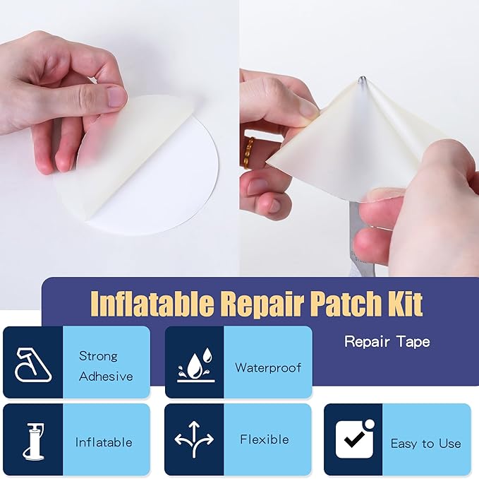 Breliter Inflatable Patch Repair Kit - Waterproof TPU Pool Repair Tape, Heavy Duty Repair Patch for Air Mattress, Bounce House, Inflatable Toys, Tent, Swimming Ring - 10 Packs of 6 x 6in, Round