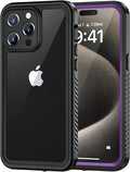 Lanhiem for iPhone 15 Pro Max Case, IP68 Waterproof Dustproof Shockproof Cases with Built-in Screen Protector, 360 Full Body Heavy Duty Rugged Phone Cover for iPhone 15 Pro Max - 6.7 inch (Purple)