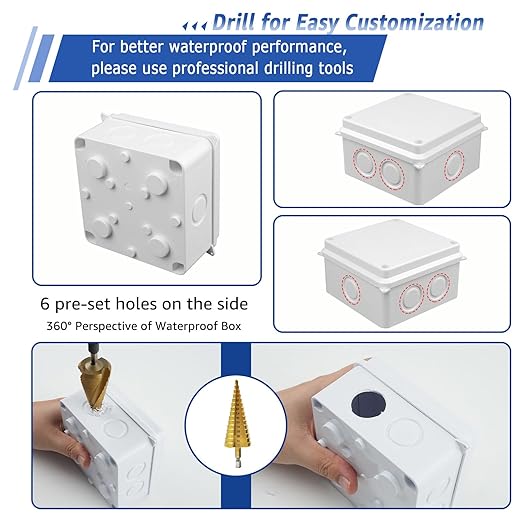 NineLeaf White Junction Box, IP65 Waterproof ABS Plastic Electrical Enclosure, Outdoor Dustproof Weather Resistant Project Box, 3.9 x 3.9 x 2.8 Inch (100x100x70mm), 3PK