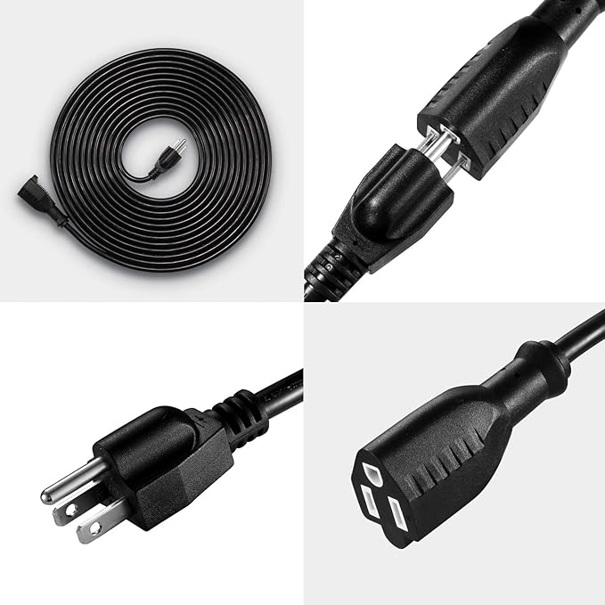 UL Listed Waterproof Power Extension Cord,DanYee Indoor/Outdoor(Marked General Use on The Tag) 16 AWG Heavy Duty AC SJTW Electrical Extension Cable (NEMA 5-15P to NEMA 5-15R)(2PACK 6.5FT,Black)